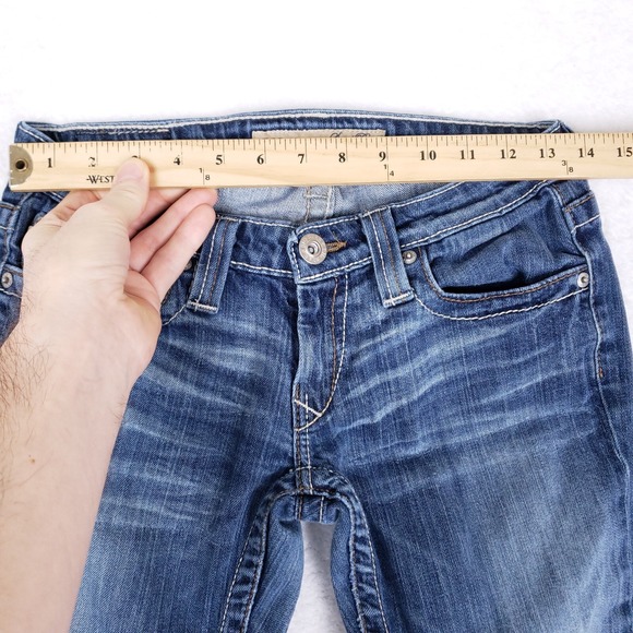 Big Star Jeans Sweet Boot Ultra Low Rise 26L Blue Embroidered Y2K Boho Chic - Picture 3 of 12